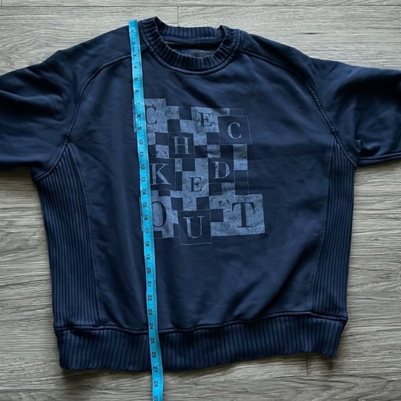 Aerie Blue “Checked Out” Crewneck Sweater Size Small - Picture 6 of 8